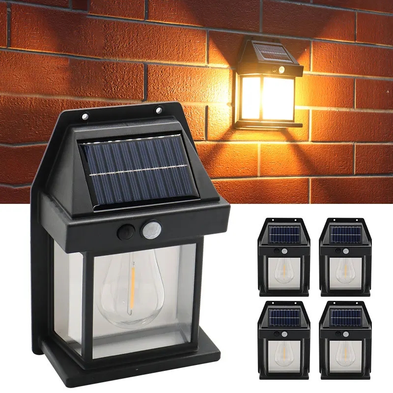 Smart Garden Lanterns - Solar-Wolfram-Nachtlampe, intelligenter Bewegungsmelder, Wandlampe, 3 Beleuchtungsmodi,