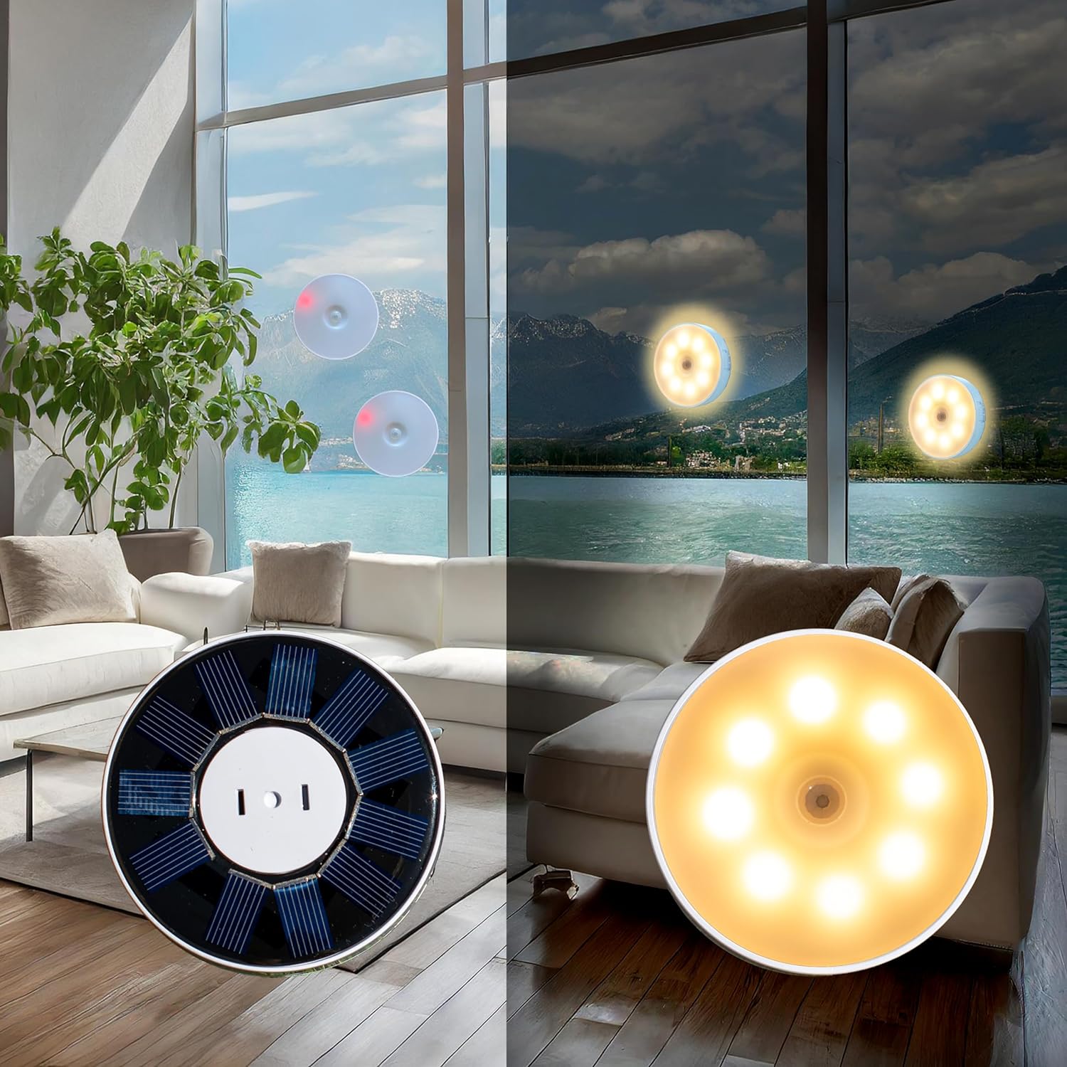 Smart Garden Solar Lights - Bewegungssensor-Nachtlampe, wiederaufladbar, USB, Solar-Gartenleuchte, LED, kabellos,