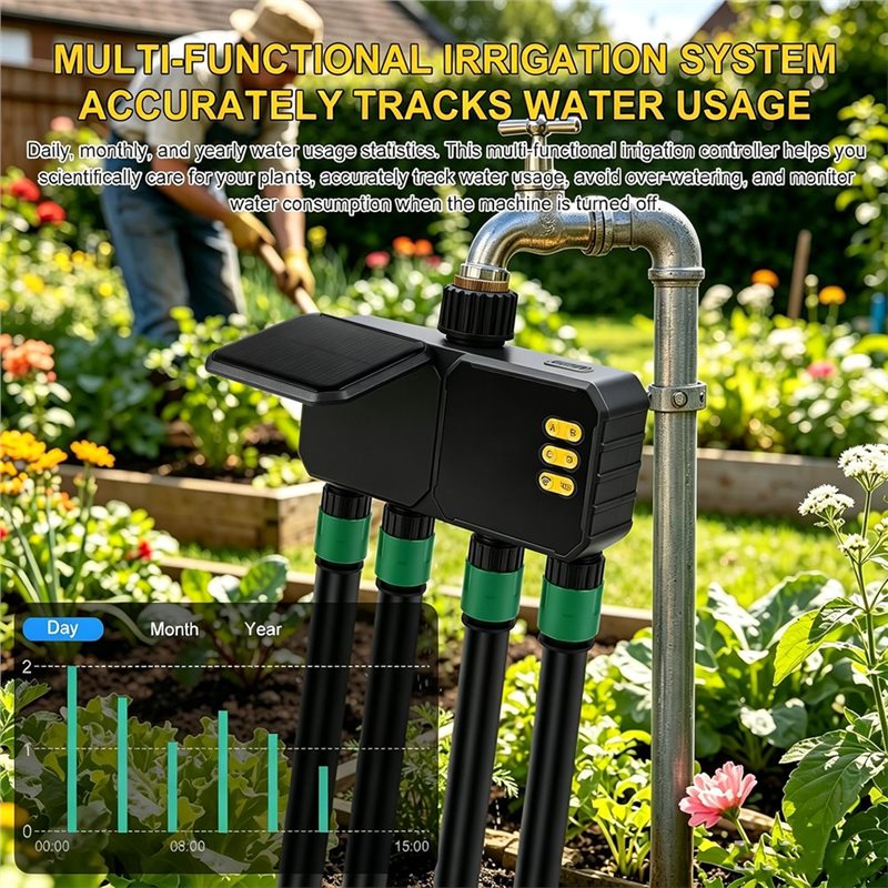 Smart Garden Hose Timer - LICE-Smart WLAN-Bewässerungstimer mit 4 Anschlüssen für
