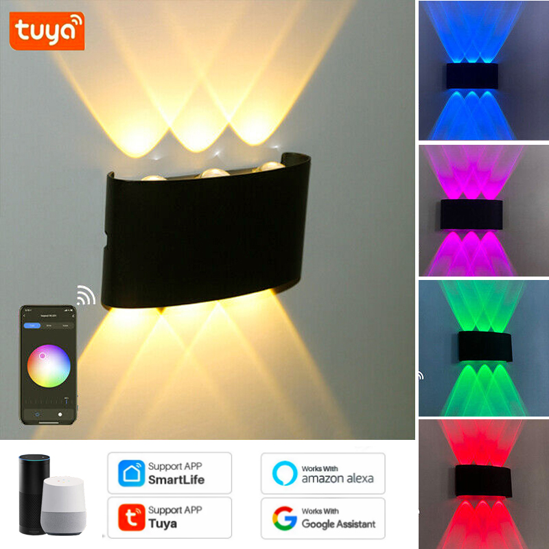 Smart Garden Arduino - Tuya Smart Life APP-gesteuertes 85-265-V-RGB+CCT-IP65-Aluminium-Up-Down-Dimmbares Außenlicht,